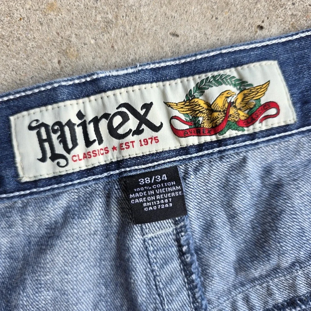 Avirex Baggy Wide Leg Jeans Size 38 (36x31) Blue Y2K Skater Grunge 90s Vintage